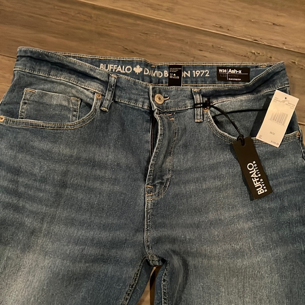 SOLD Buffalo Ash-X NWT men’s jeans W36xL32 slim stretch, great looking jean